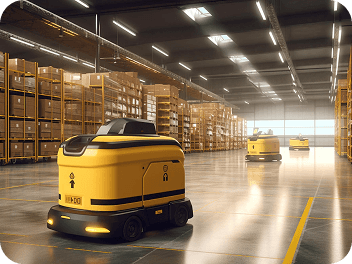Cleaning robots operating in a warehouse
